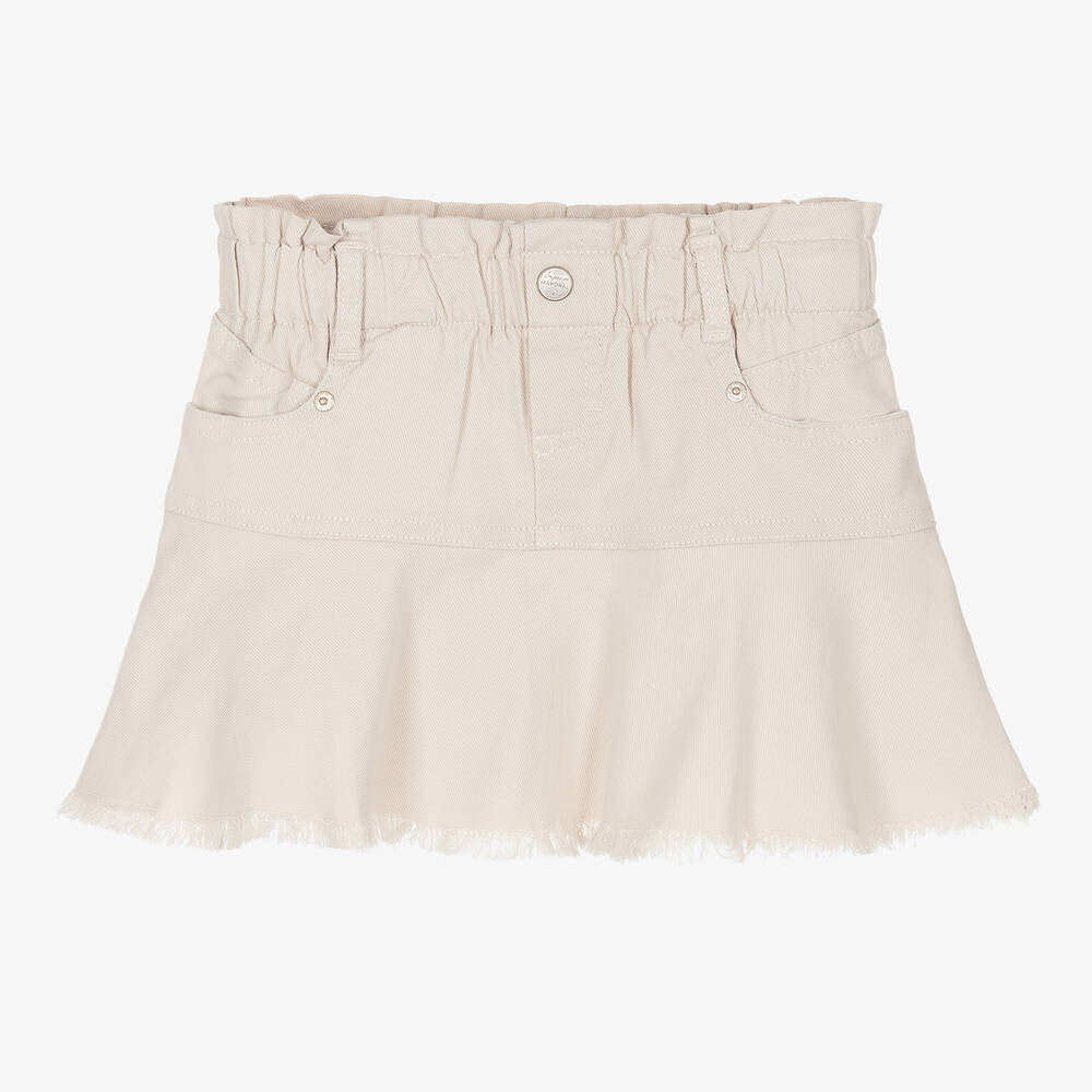 Mayoral - Girls Beige Cotton Twill Skirt | Childrensalon