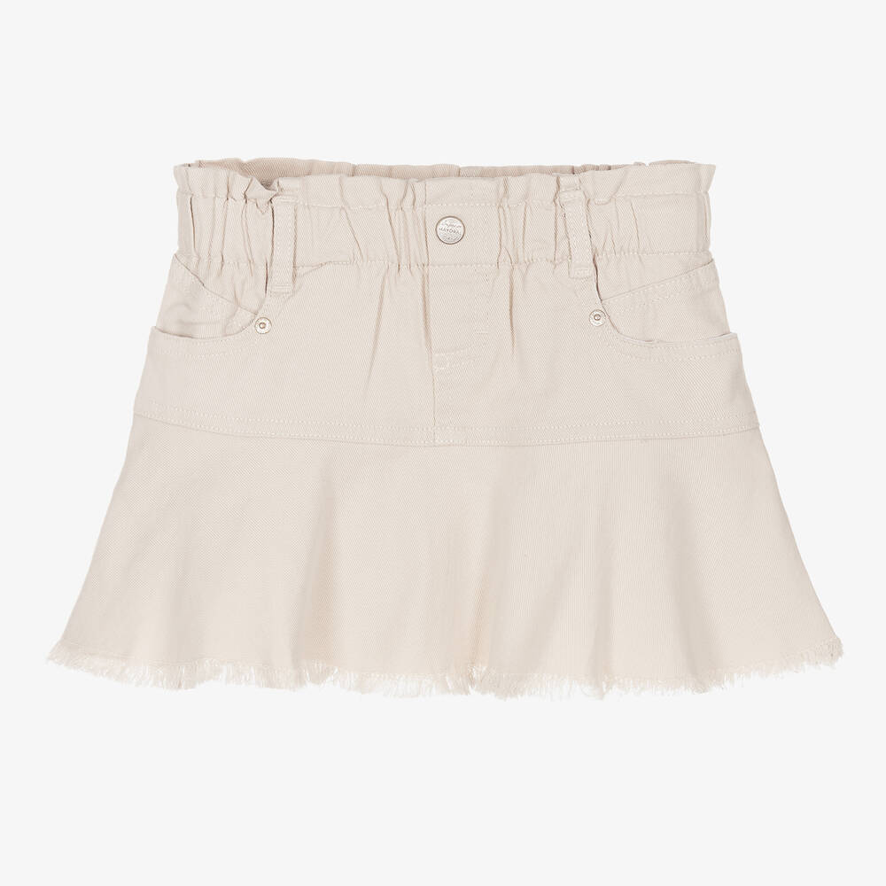 Mayoral - Jupe beige en sergé de coton fille | Childrensalon