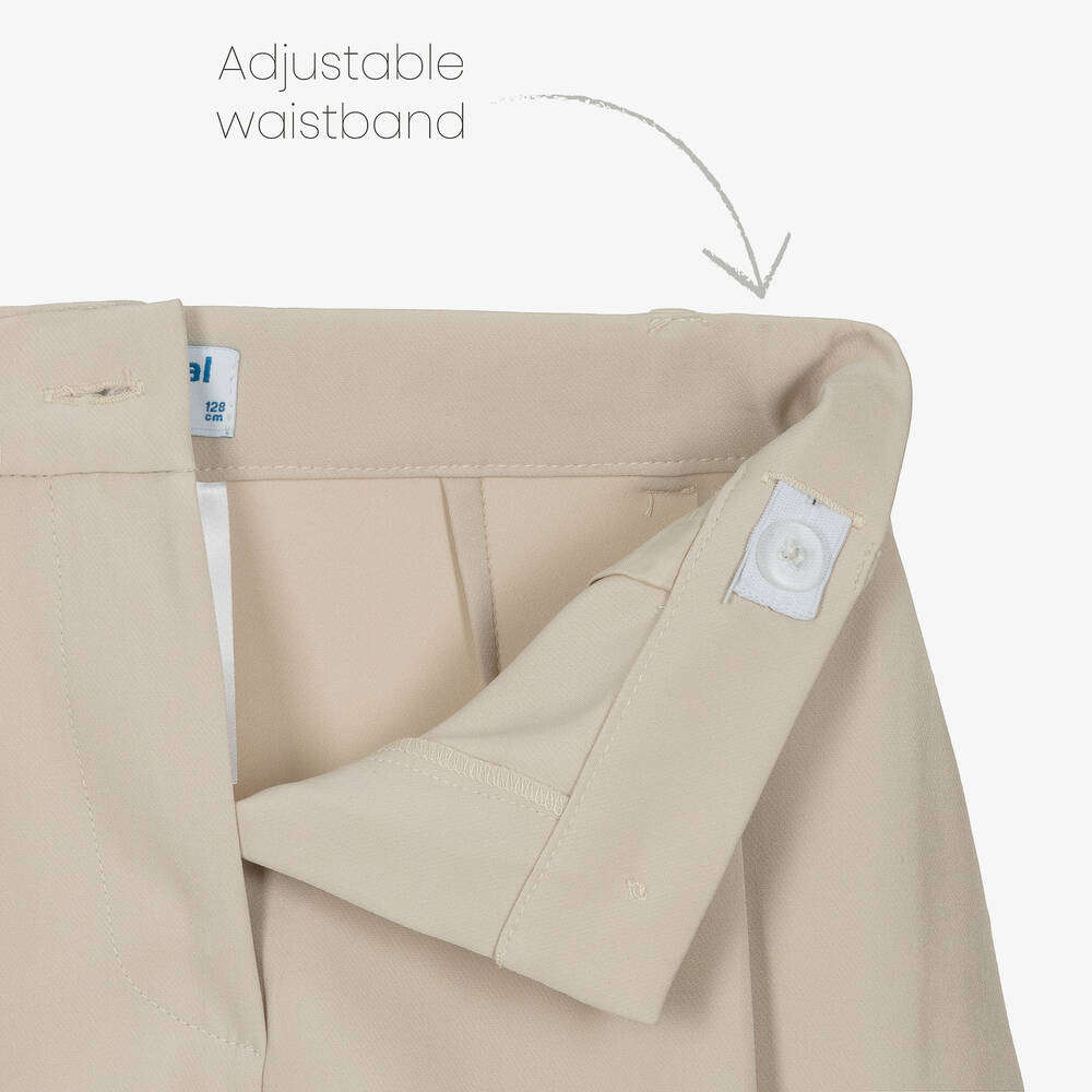 Mayoral-Girls Beige Crêpe Tailored Shorts | Childrensalon Outlet