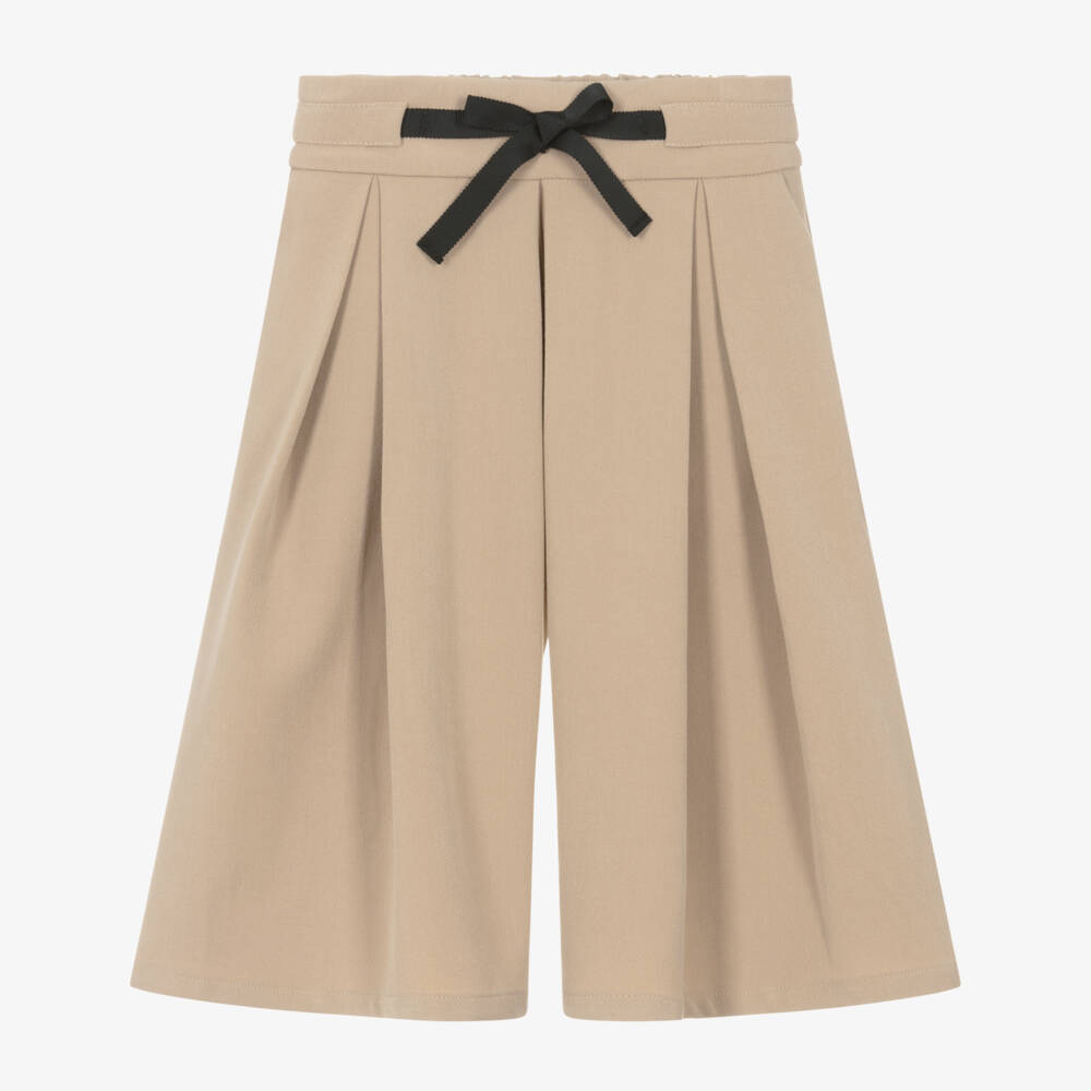 Mayoral-Girls Beige Culottes with Black Bow | Childrensalon Outlet