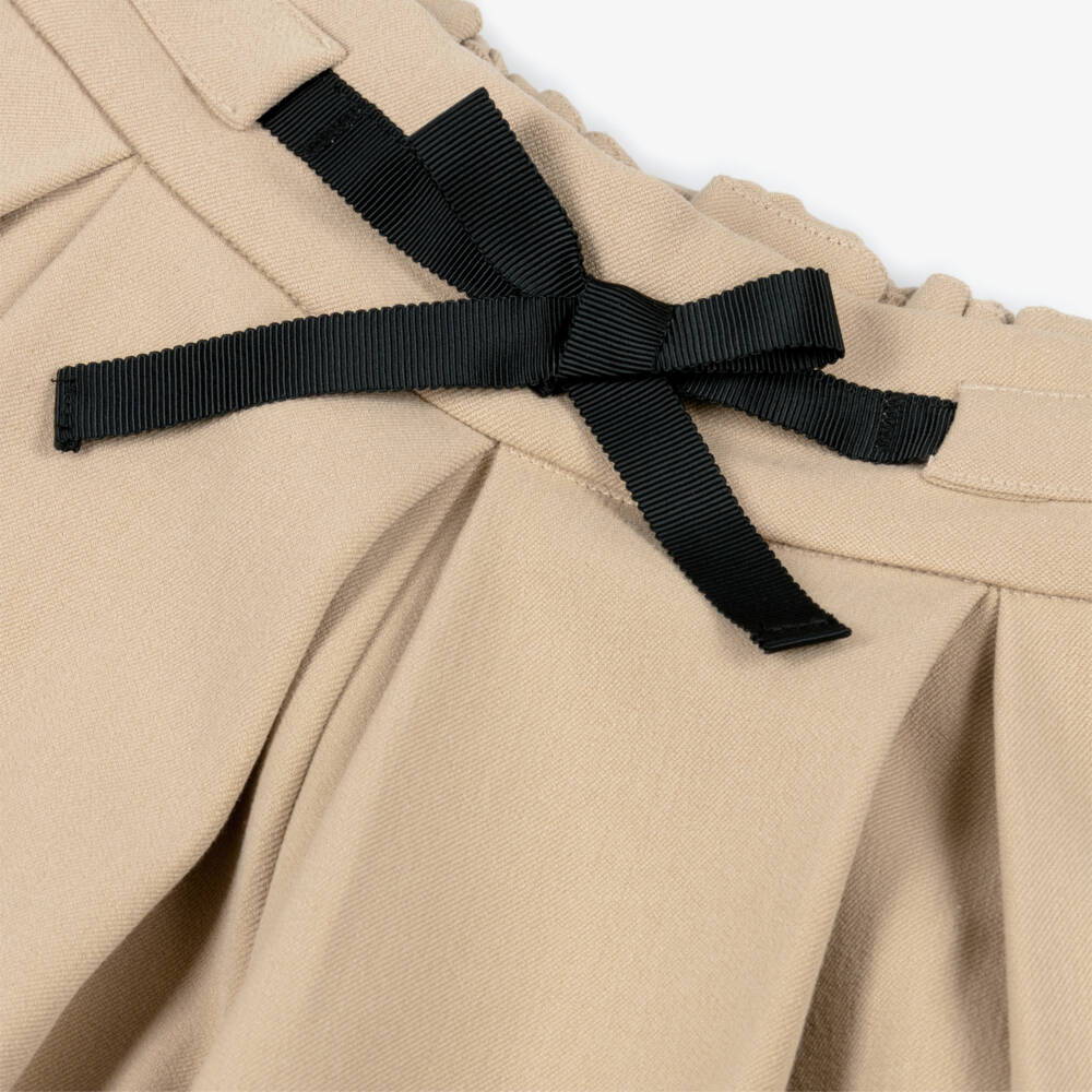 Mayoral-Girls Beige Culottes with Black Bow | Childrensalon Outlet