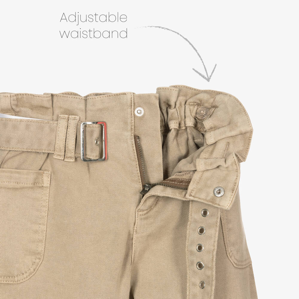 مايورال-جينز قطن مستدام دنيم لون بيج للبنات | Childrensalon Outlet