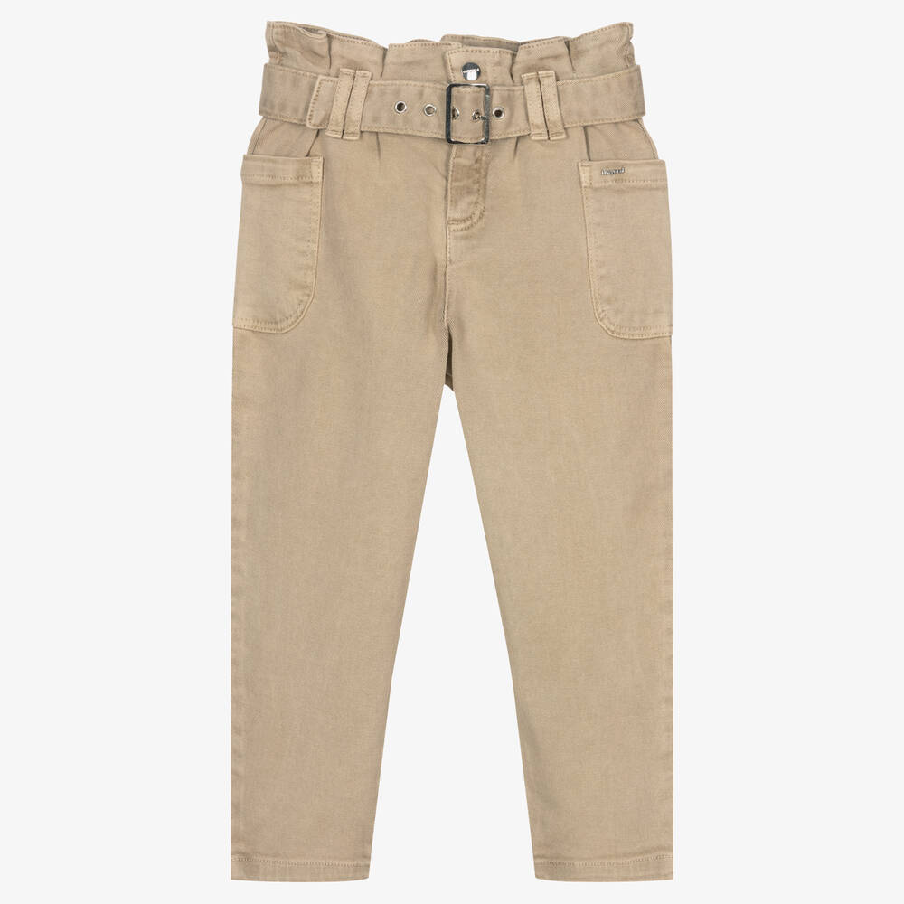 Mayoral - Girls Beige Denim Jeans | Childrensalon