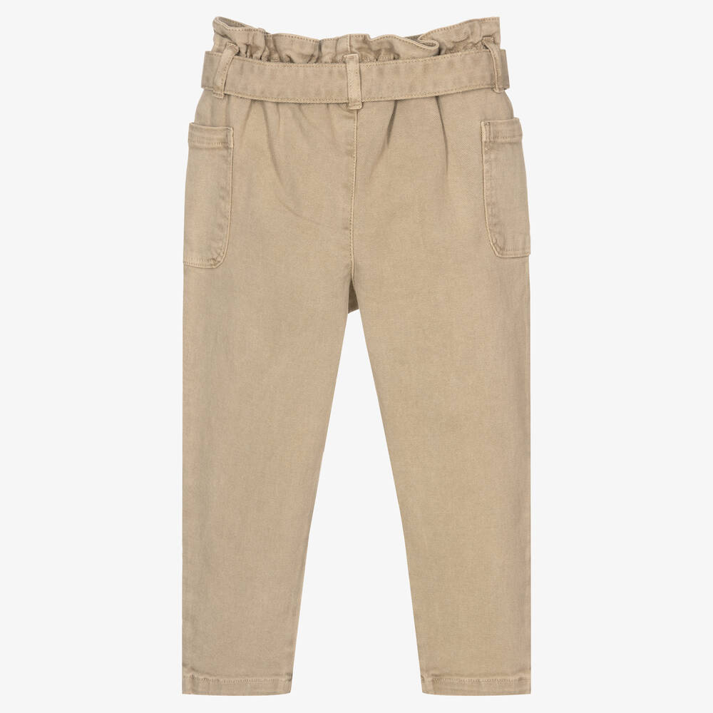 مايورال-جينز قطن مستدام دنيم لون بيج للبنات | Childrensalon Outlet