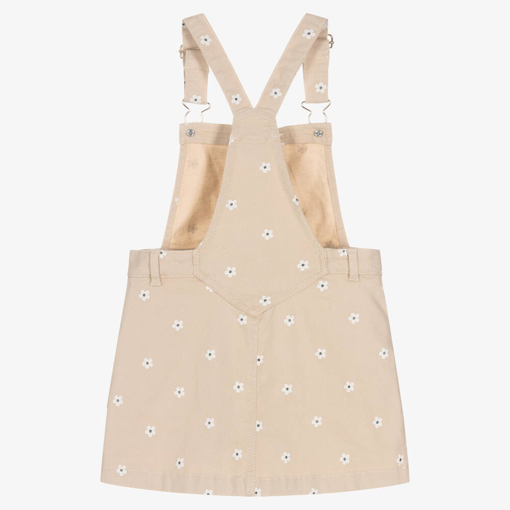 Mayoral-Girls Beige Denim Pinafore Dress | Childrensalon Outlet