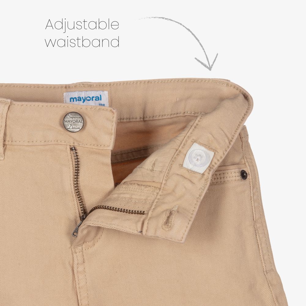 مايورال-شورت قطن دنيم لون بيج للبنات | Childrensalon Outlet