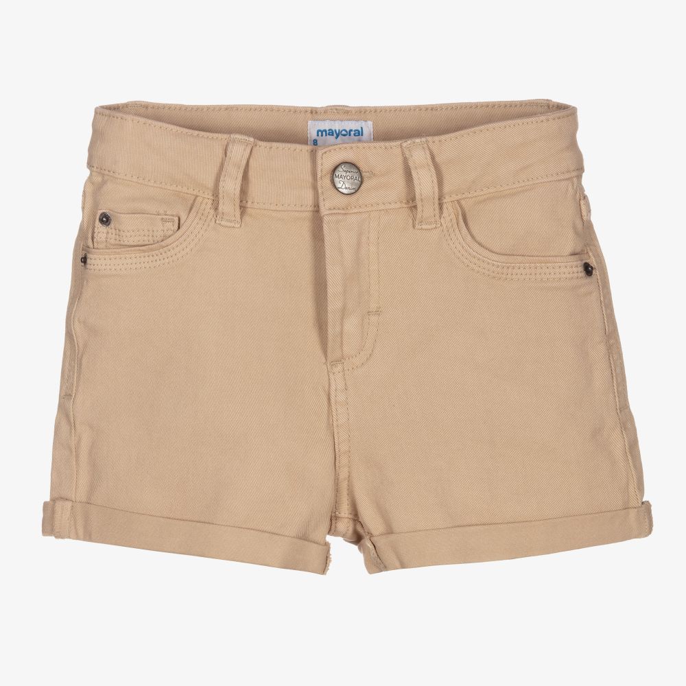 مايورال-شورت قطن دنيم لون بيج للبنات | Childrensalon Outlet