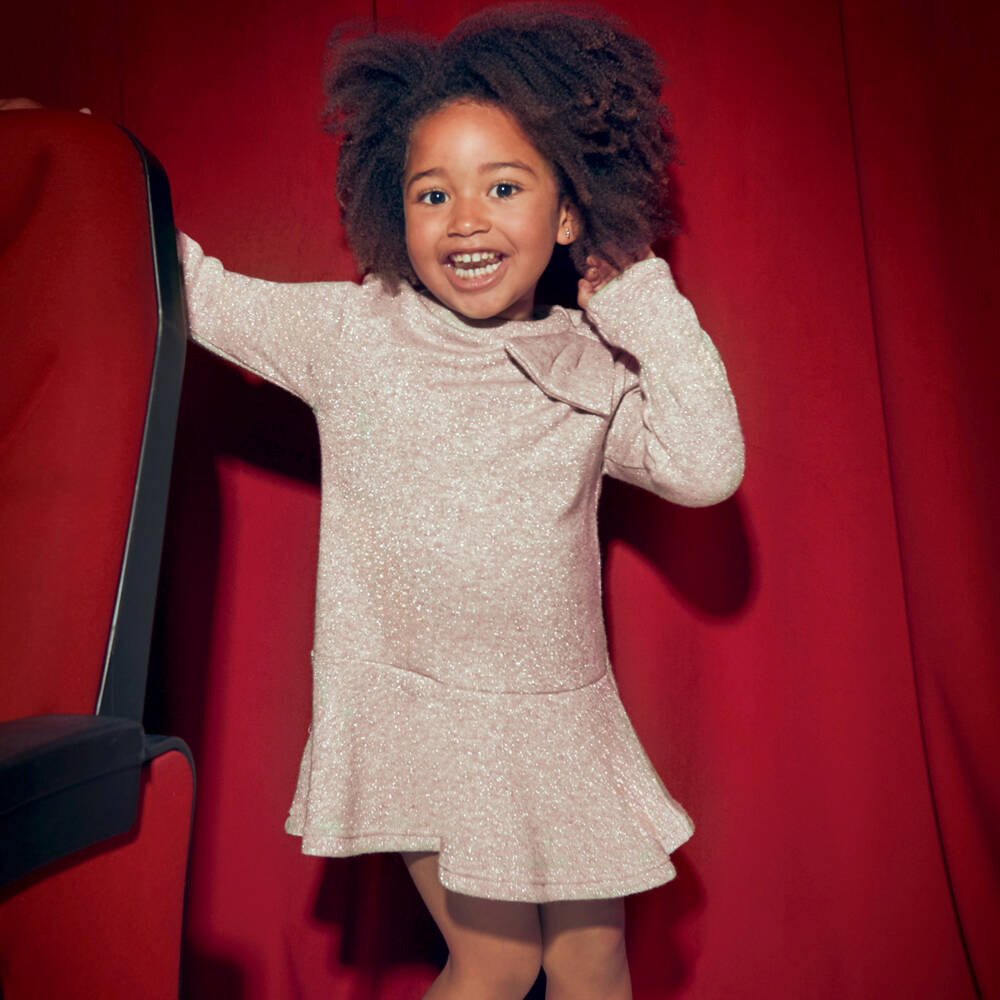 Mayoral-Girls Beige Dress with Bow | Childrensalon Outlet