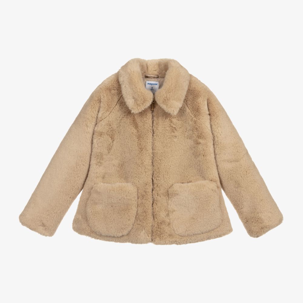 Mayoral - Mädchen-Kunstfelljacke, beige | Childrensalon