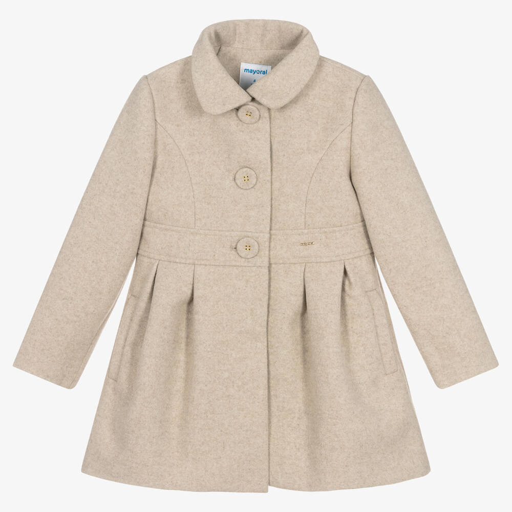 Mayoral - Manteau beige en feutre fille | Childrensalon