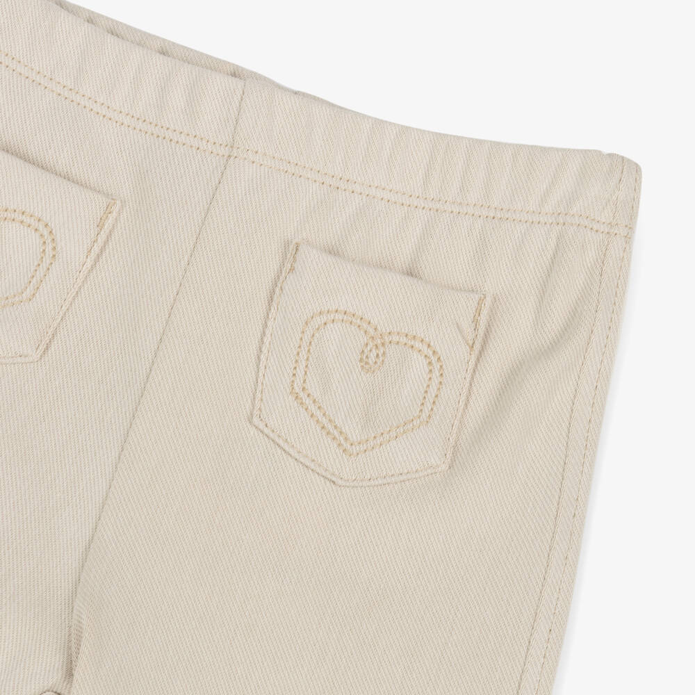 Mayoral-Girls Beige Flare Denim Leggings | Childrensalon Outlet