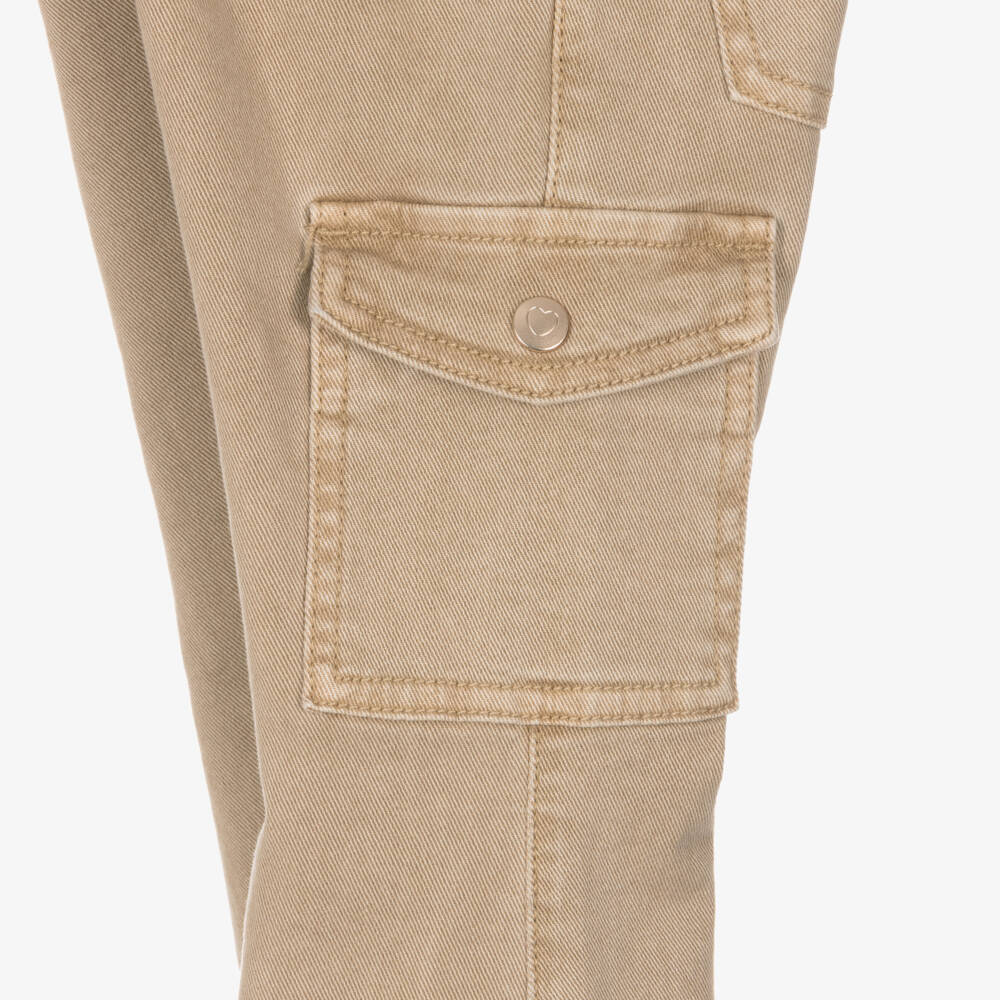 Mayoral-Girls Beige Flared Cargo Trousers | Childrensalon Outlet