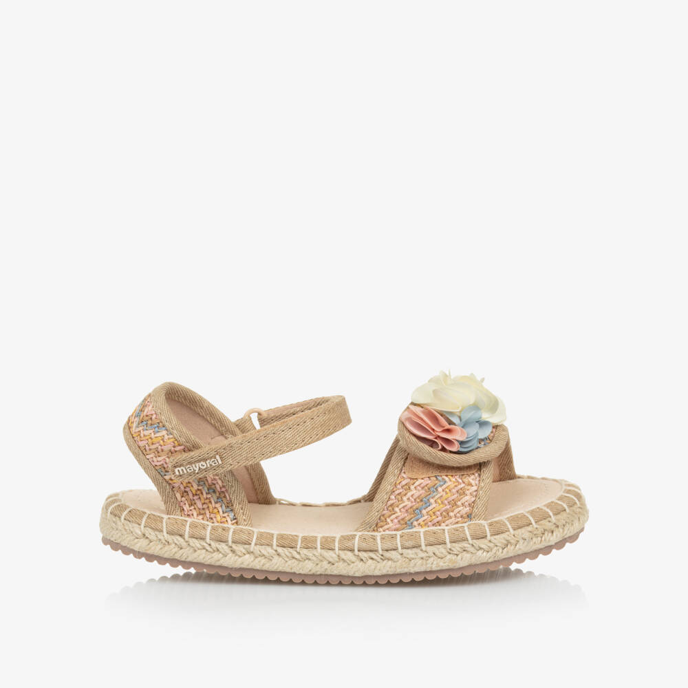 Mayoral-Бежевые цветочные сандалии из джута для девочек | Childrensalon Outlet