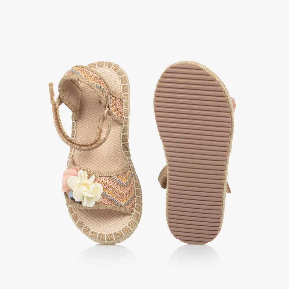 Mayoral-Бежевые цветочные сандалии из джута для девочек | Childrensalon Outlet