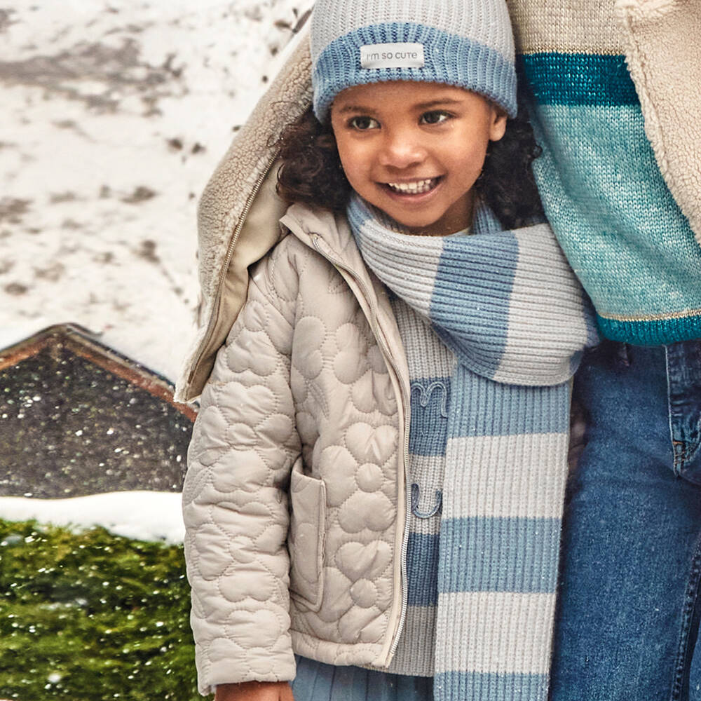 Mayoral-Girls Beige Floral Padded Coat | Childrensalon Outlet