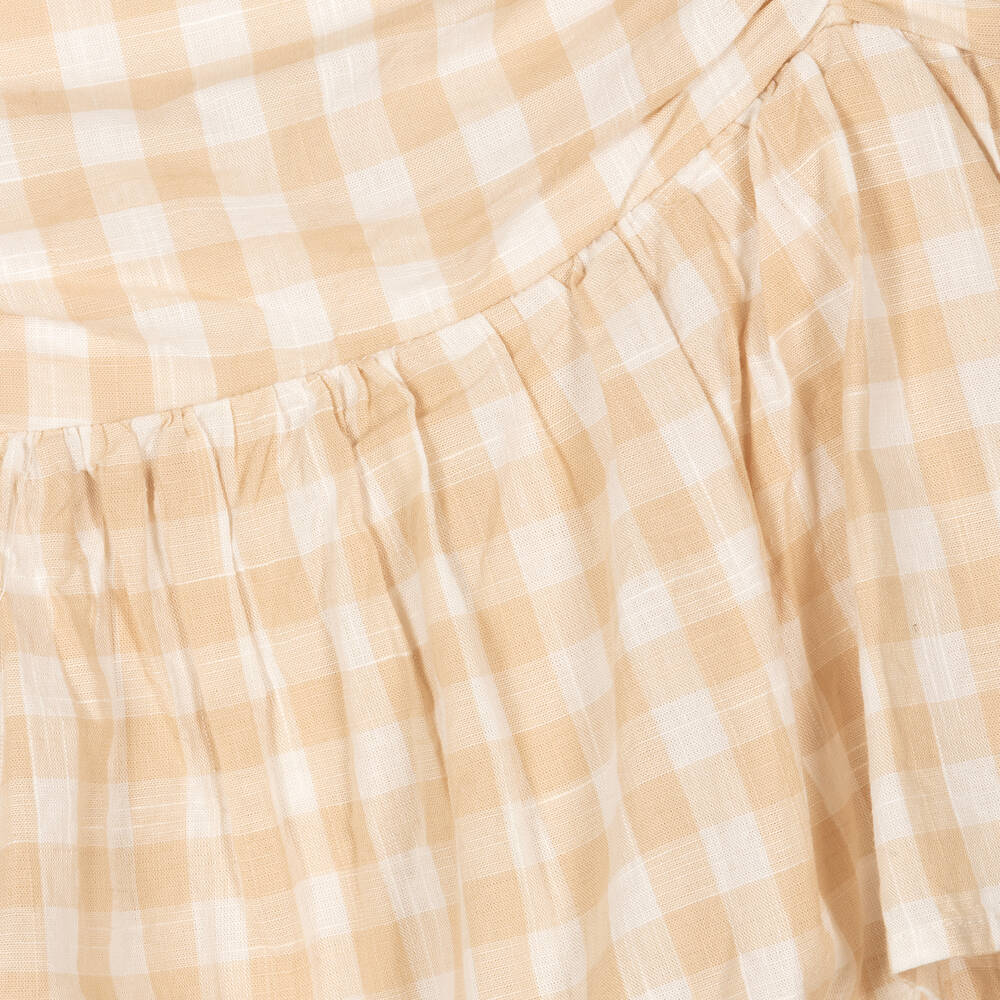 Mayoral-Бежевая хлопковая юбка в клетку с оборками | Childrensalon Outlet