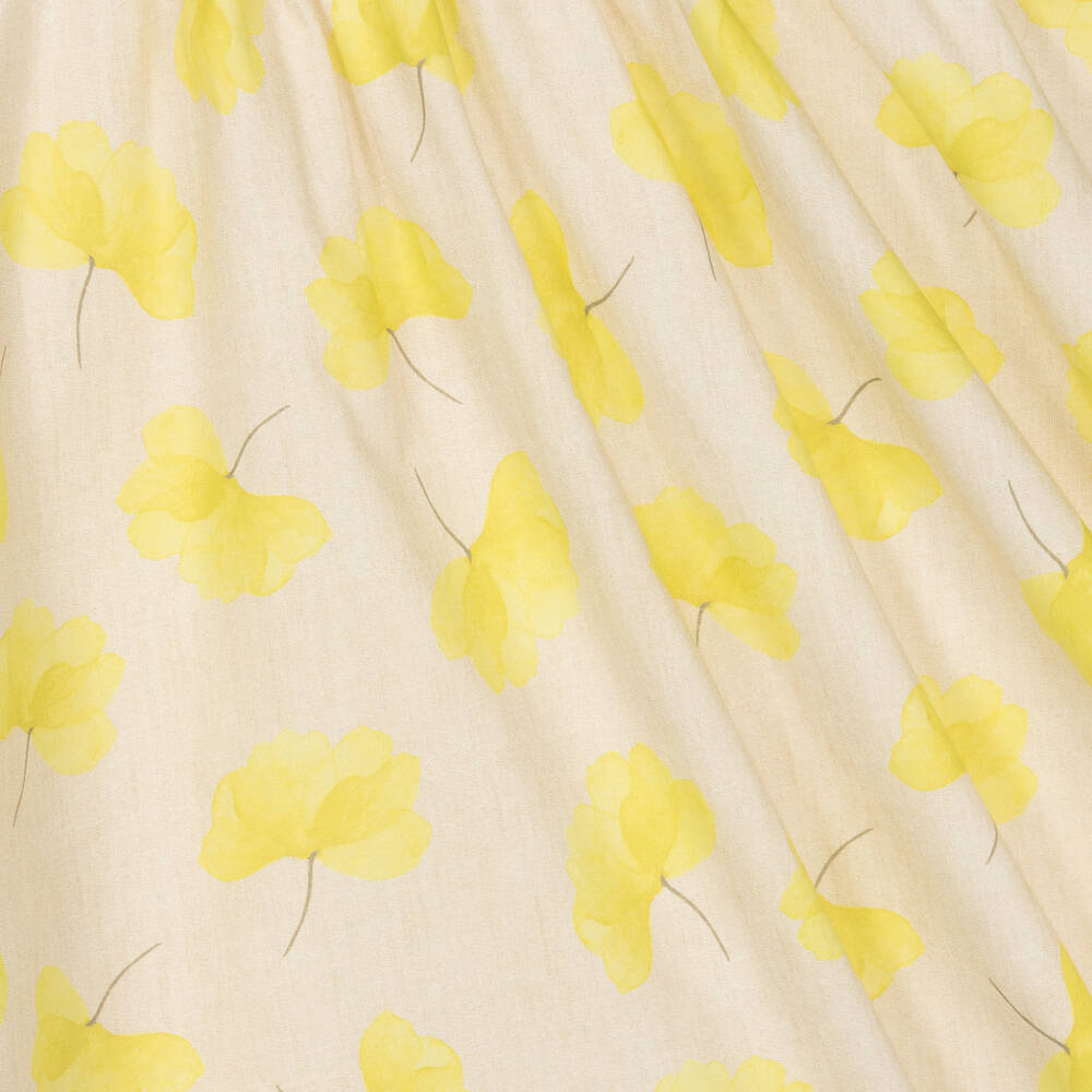 Mayoral-Girls Beige & Green Floral Cotton Dress | Childrensalon Outlet