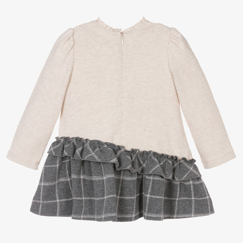 Mayoral-Бежево-серое платье в клетку | Childrensalon Outlet