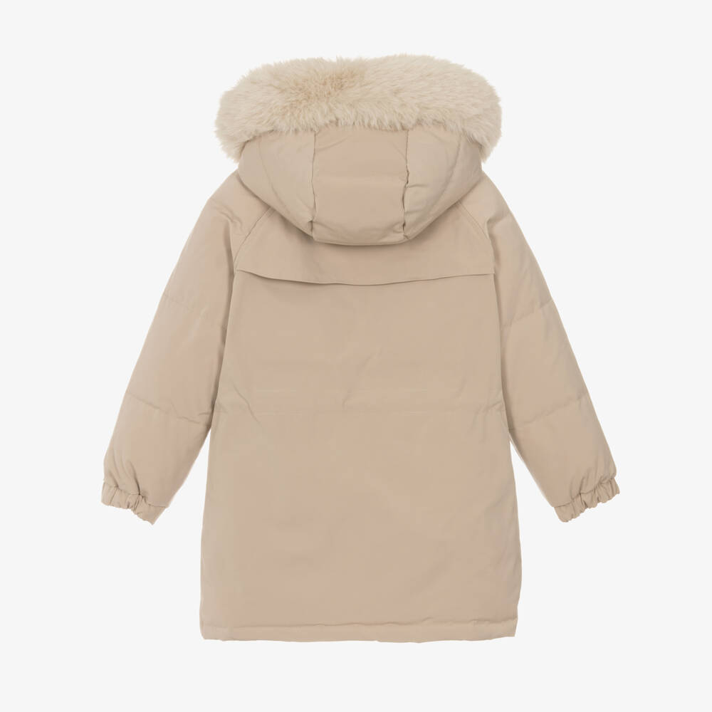 Mayoral-Girls Beige Hooded Parka | Childrensalon Outlet