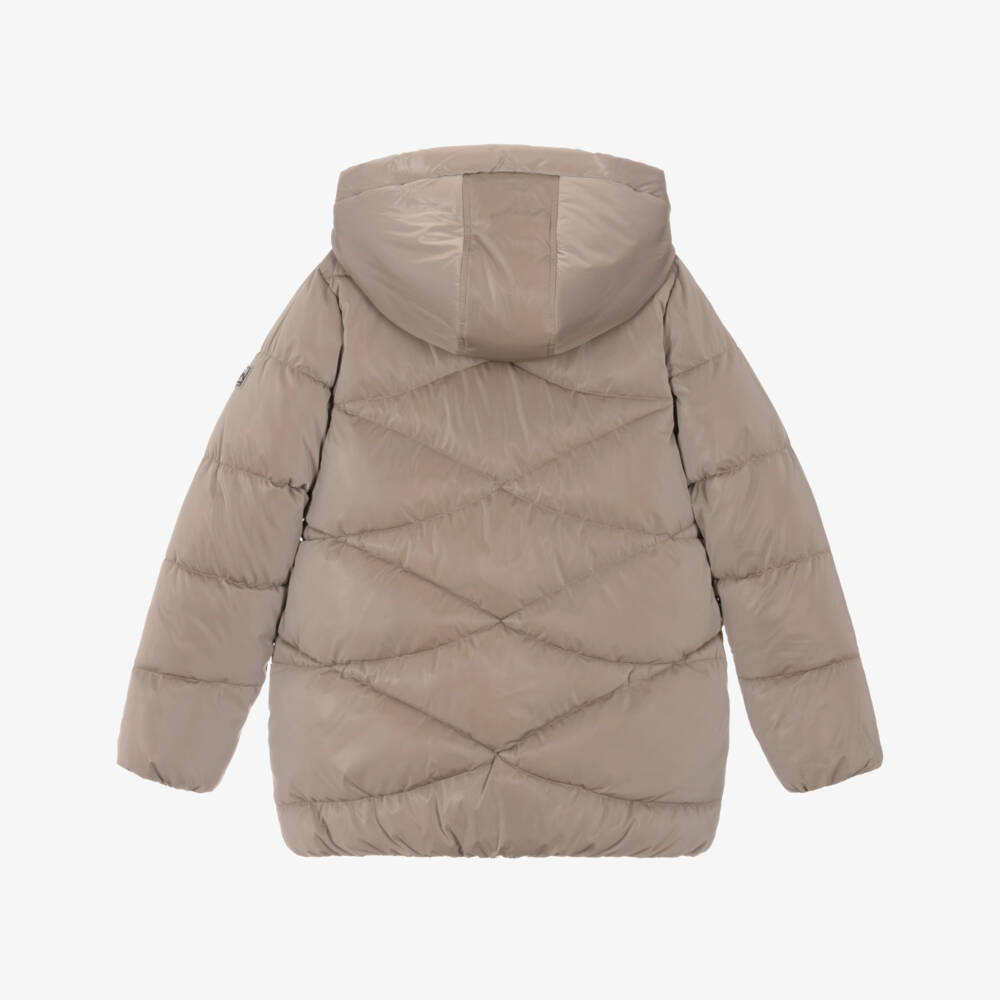 Mayoral-Girls Beige Hooded Puffer Coat | Childrensalon Outlet