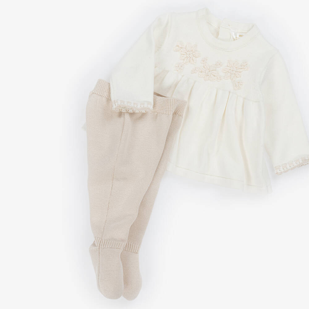 Mayoral Для новорожденных-Бежево-кремовый вязаный комплект для девочек | Childrensalon Outlet