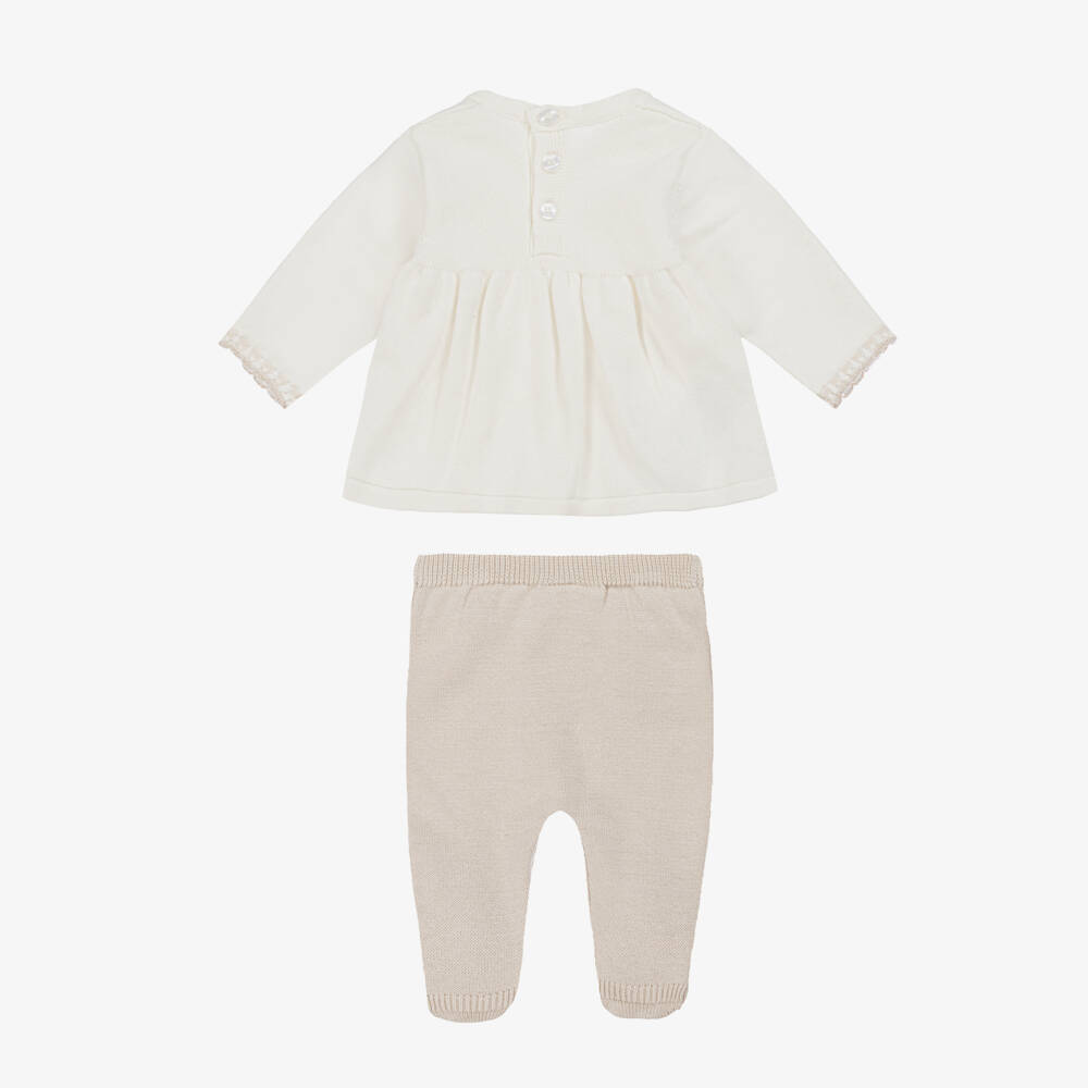 Mayoral Для новорожденных-Бежево-кремовый вязаный комплект для девочек | Childrensalon Outlet