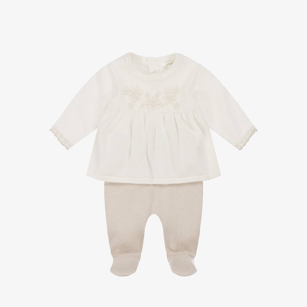 Mayoral Для новорожденных-Бежево-кремовый вязаный комплект для девочек | Childrensalon Outlet