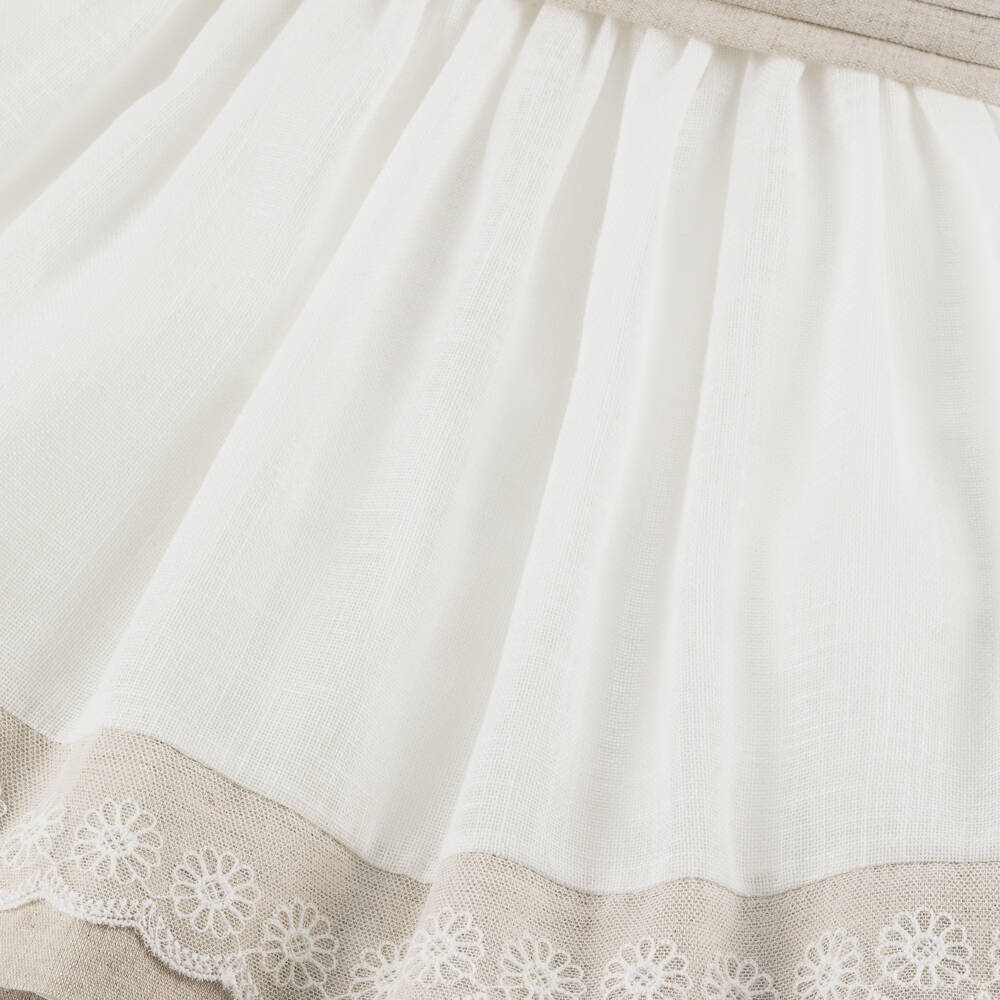 Mayoral-Girls Beige & Ivory Sash Dress | Childrensalon Outlet