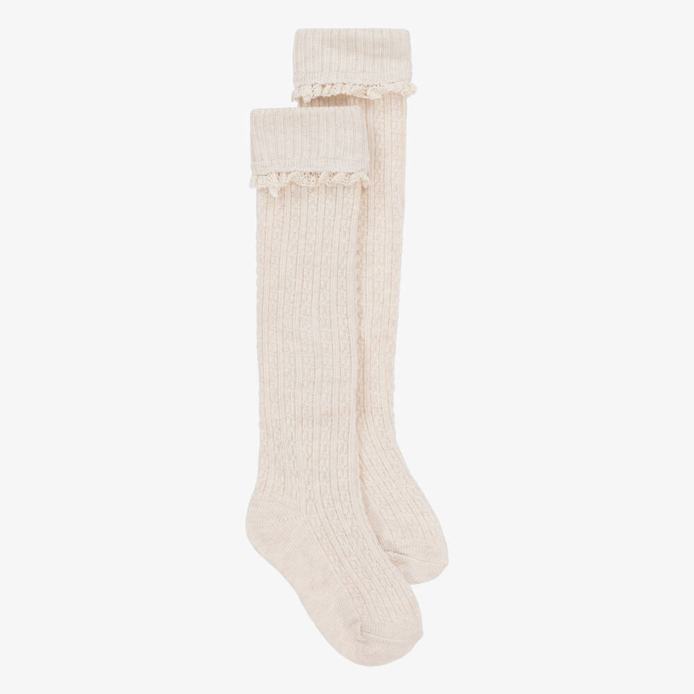 Mayoral - Chaussettes beiges montantes fille | Childrensalon