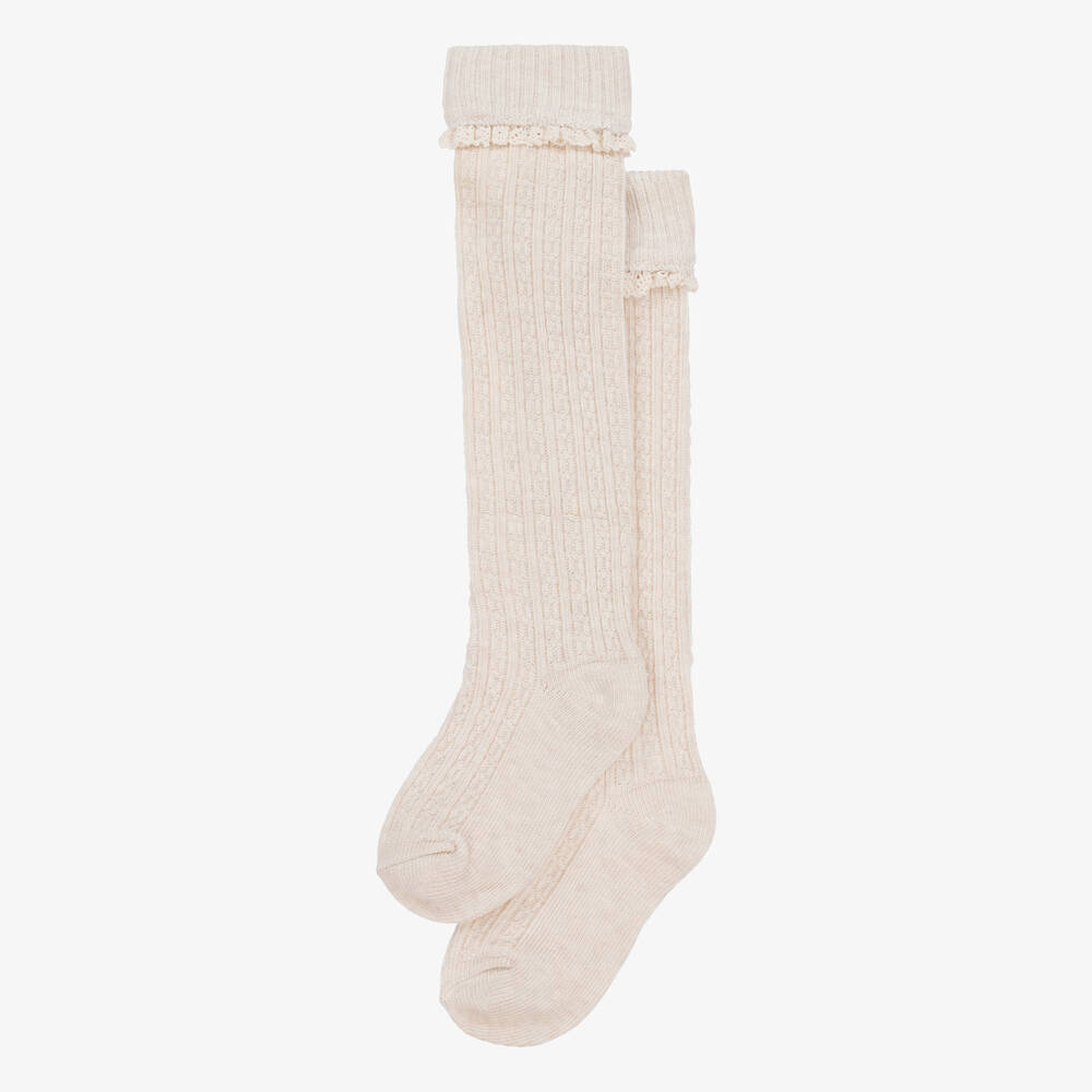 Mayoral Girls Beige KneeHigh Socks Childrensalon Outlet