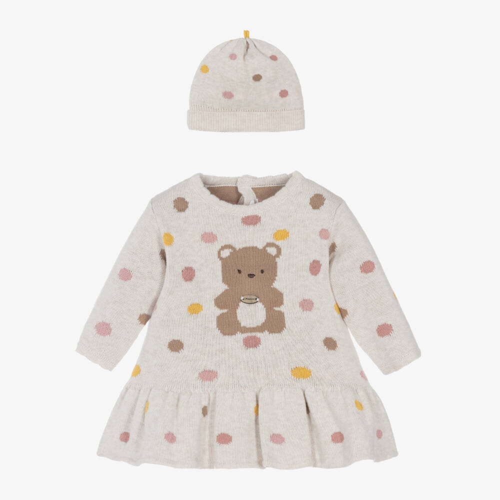 Mayoral Newborn-Girls Beige Knit Dress Ensemble | Childrensalon Outlet