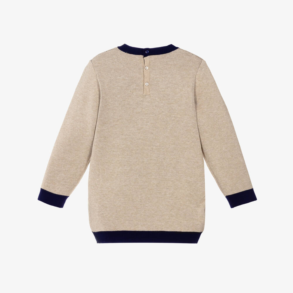 Mayoral-Girls Beige Knit Dress with Bows | Childrensalon Outlet