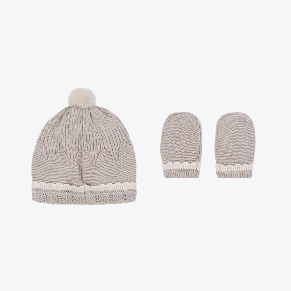 Mayoral Newborn-Girls Beige Knit Hat & Mittens | Childrensalon Outlet