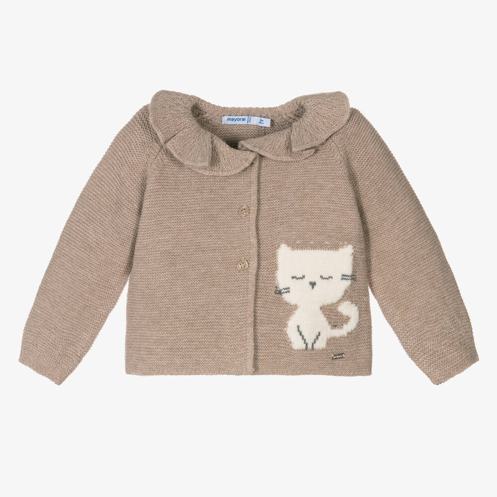 Mayoral - Girls Beige Knitted Cardigan | Childrensalon