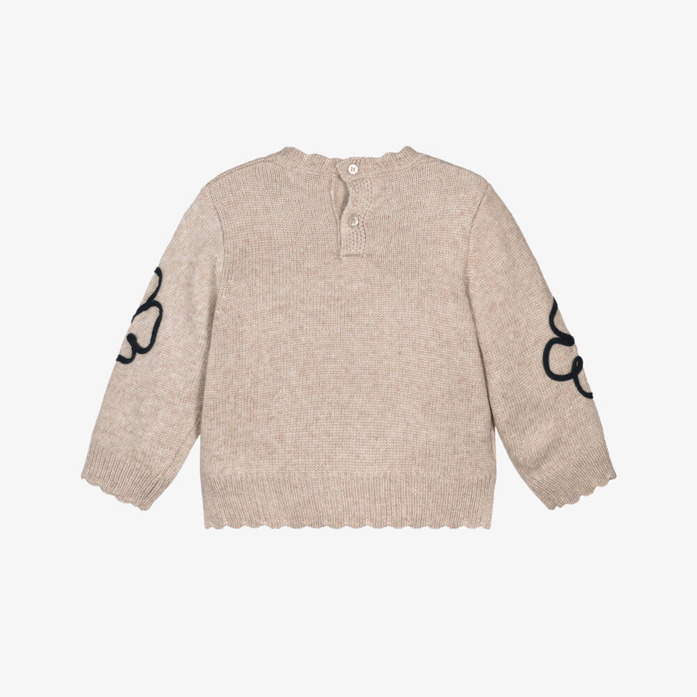 Mayoral-Бежевая вязаная кофта с цветочным узором для девочек | Childrensalon Outlet