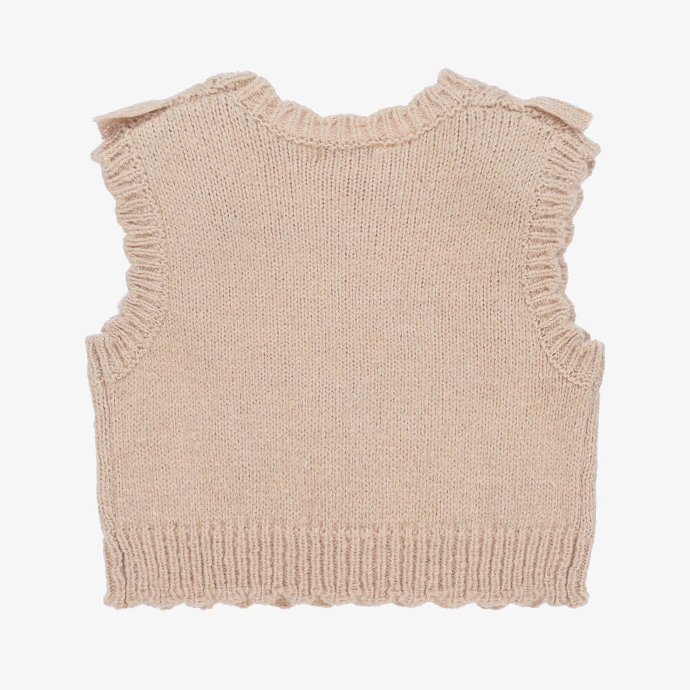 Mayoral-Girls Beige Knitted Sweater Vest | Childrensalon Outlet
