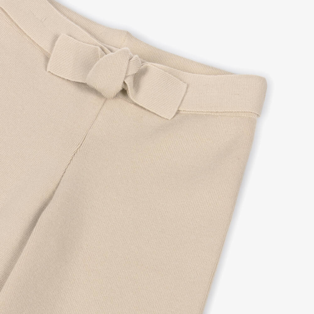 Mayoral-Girls Beige Knitted Wide-Leg Trousers | Childrensalon Outlet