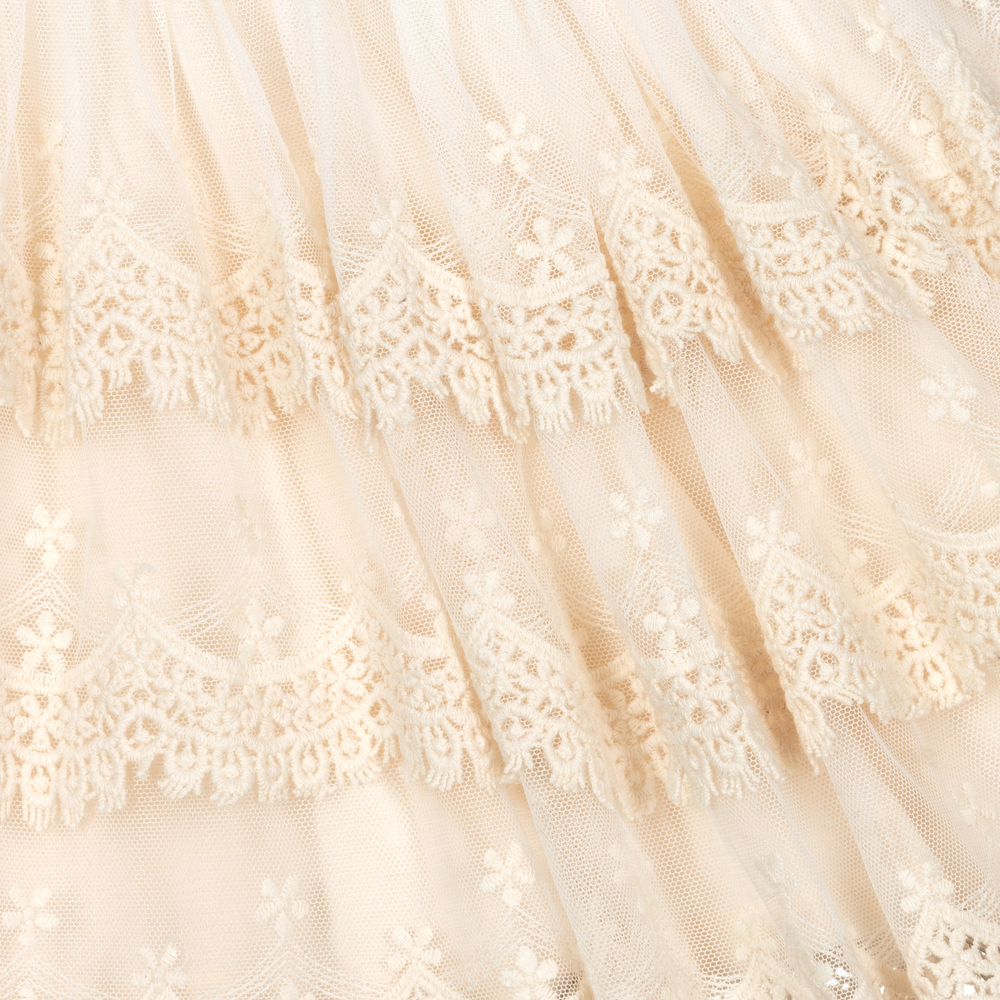 Mayoral - Girls Beige Lace & Tulle Skirt | Childrensalon Outlet