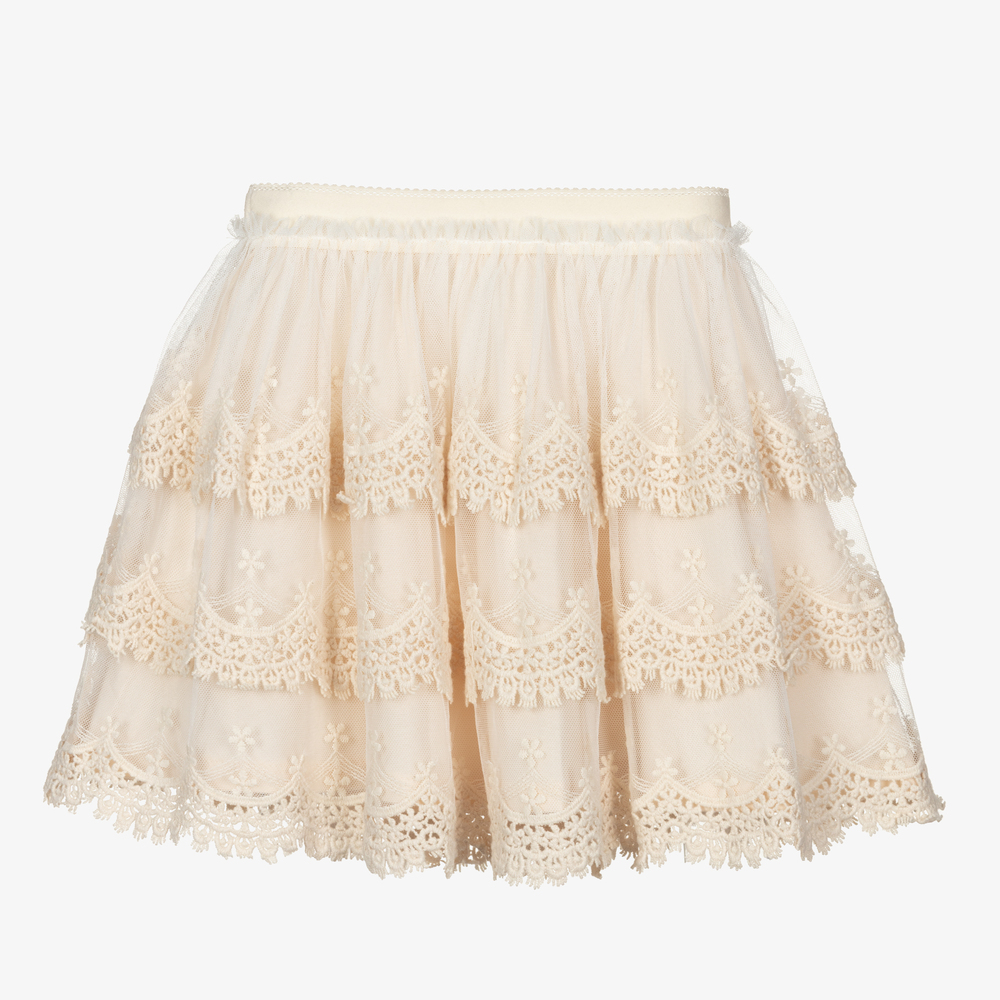 Mayoral-تنورة تول ودانتيل لون بيج | Childrensalon Outlet