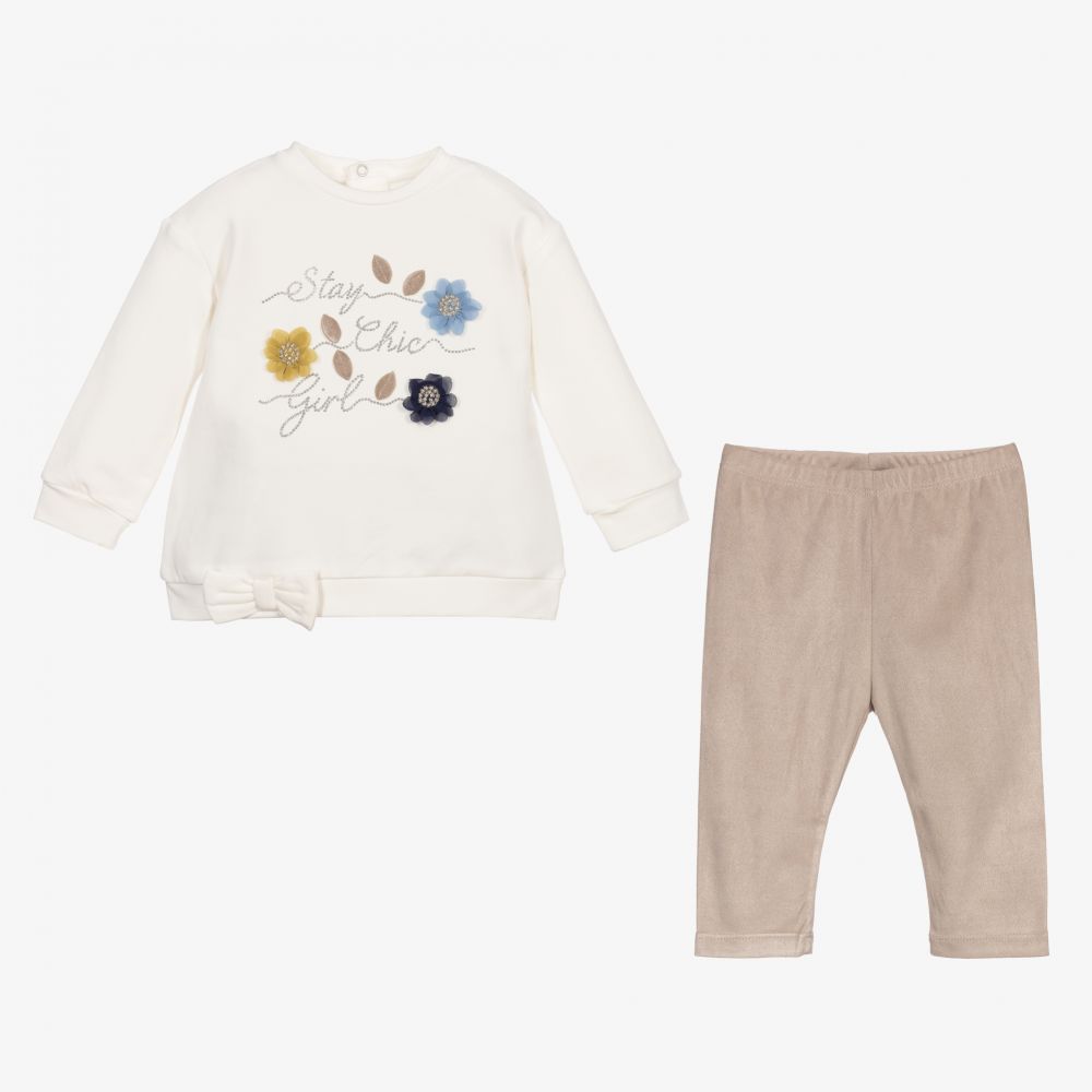 Mayoral Girls Beige Leggings Set Childrensalon Outlet
