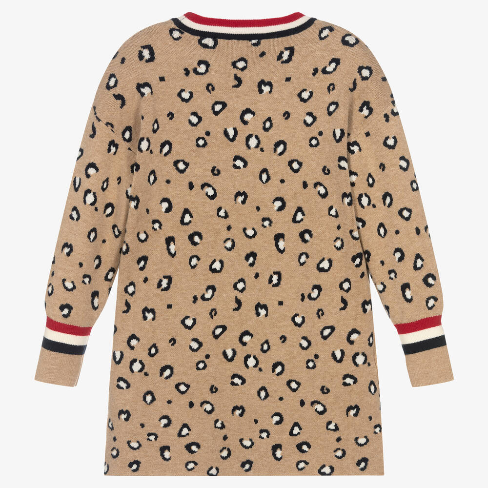 Mayoral-Girls Beige Leopard Print Knitted Dress | Childrensalon Outlet