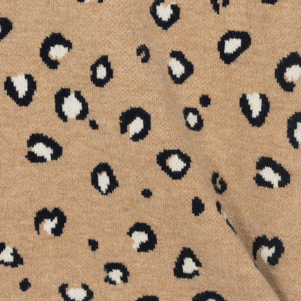 Mayoral-Girls Beige Leopard Print Knitted Dress | Childrensalon Outlet