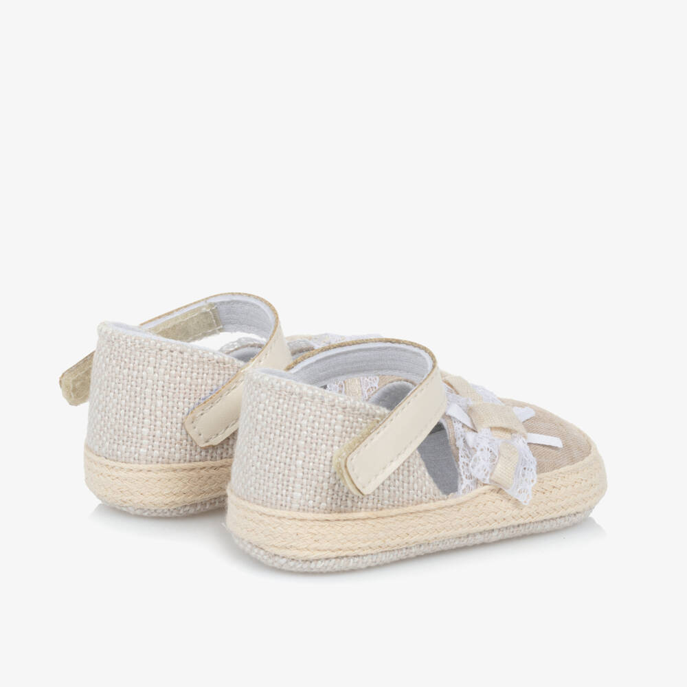 مايورال Newborn-حذاء إسبادريل بيج من الكتان للبنات | Childrensalon Outlet