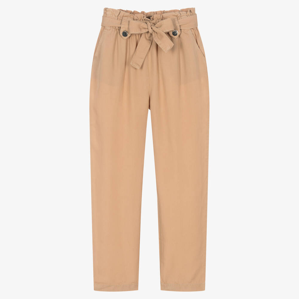 Mayoral-Girls Beige Lyocell Trousers | Childrensalon Outlet