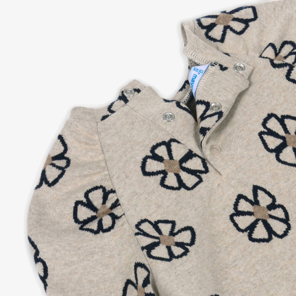 Mayoral-Girls Beige Marl & Navy Blue Leggings Set | Childrensalon Outlet