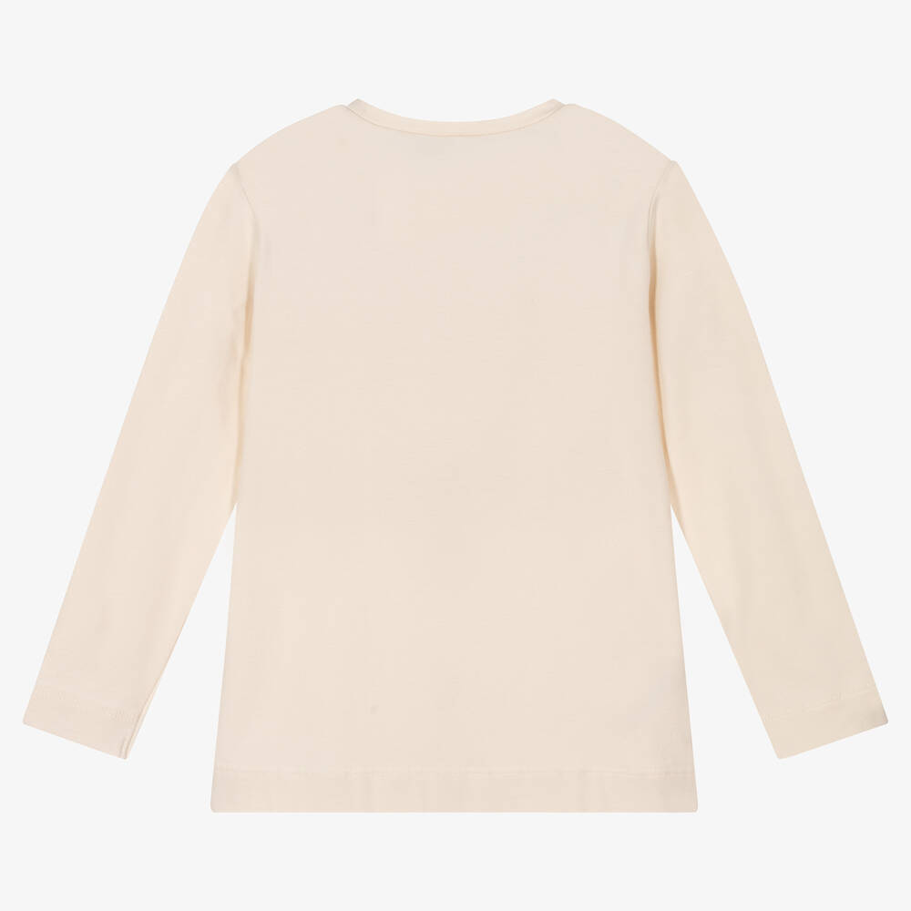 Mayoral-Бежевый топ с совой и пайетками для девочек | Childrensalon Outlet