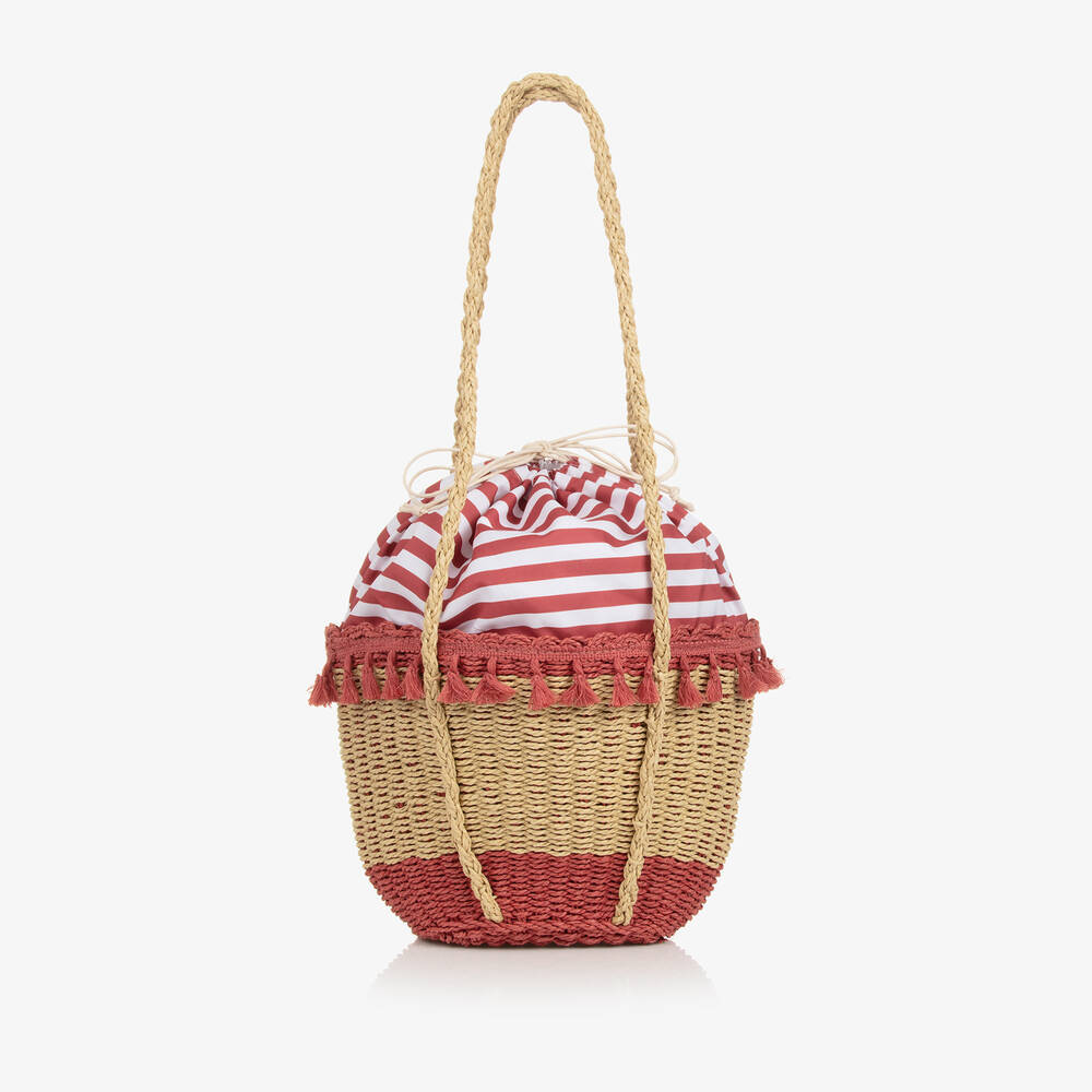 مايورال-حقيبة قش لون بيج وزهري للبنات (32 سم) | Childrensalon Outlet