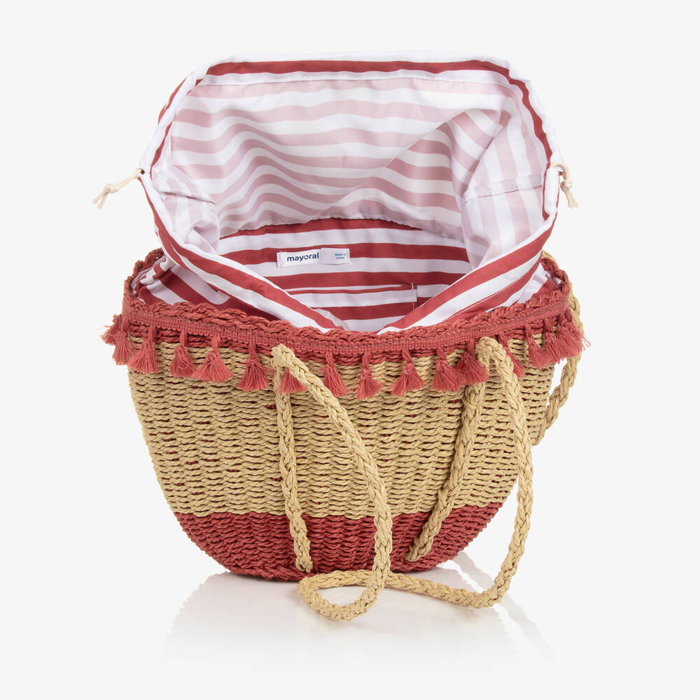 مايورال-حقيبة قش لون بيج وزهري للبنات (32 سم) | Childrensalon Outlet