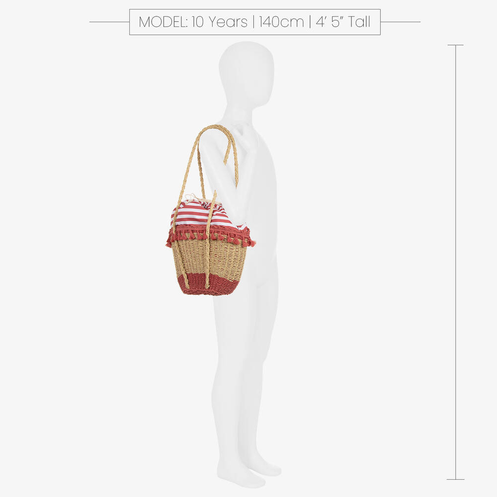 مايورال-حقيبة قش لون بيج وزهري للبنات (32 سم) | Childrensalon Outlet