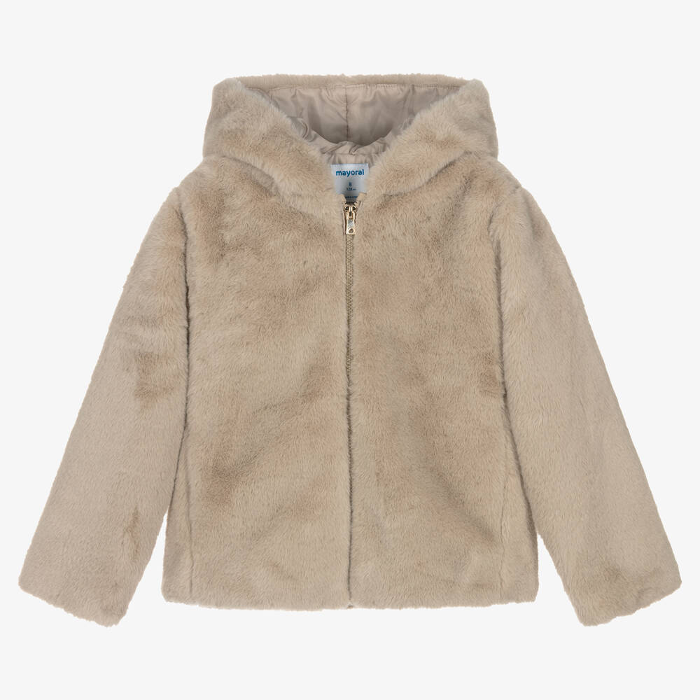 Mayoral - Veste beige en peluche Fille | Childrensalon